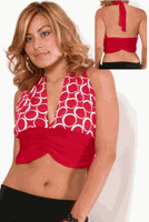 Red Deep V Back Tie Halter