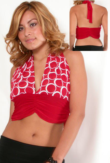 Cure red top with a deep v.
