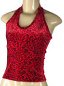 Red and black leopard print top.